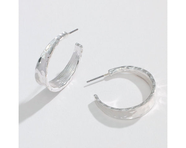 Hammered Silver Hoops Earrings