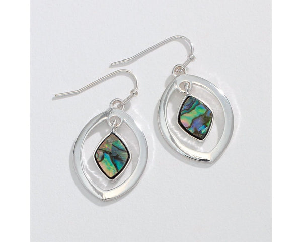 Bright Silver w Abalone Earrings