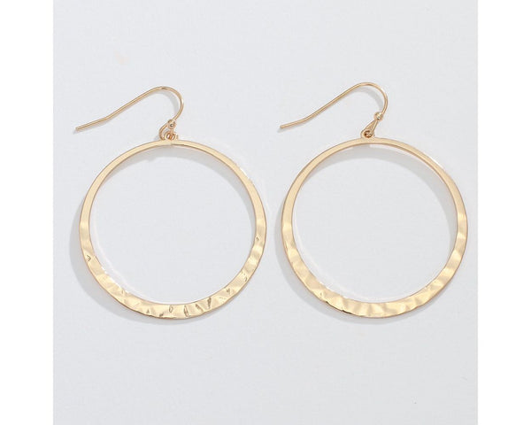 Gold Hammered Circle Earrings