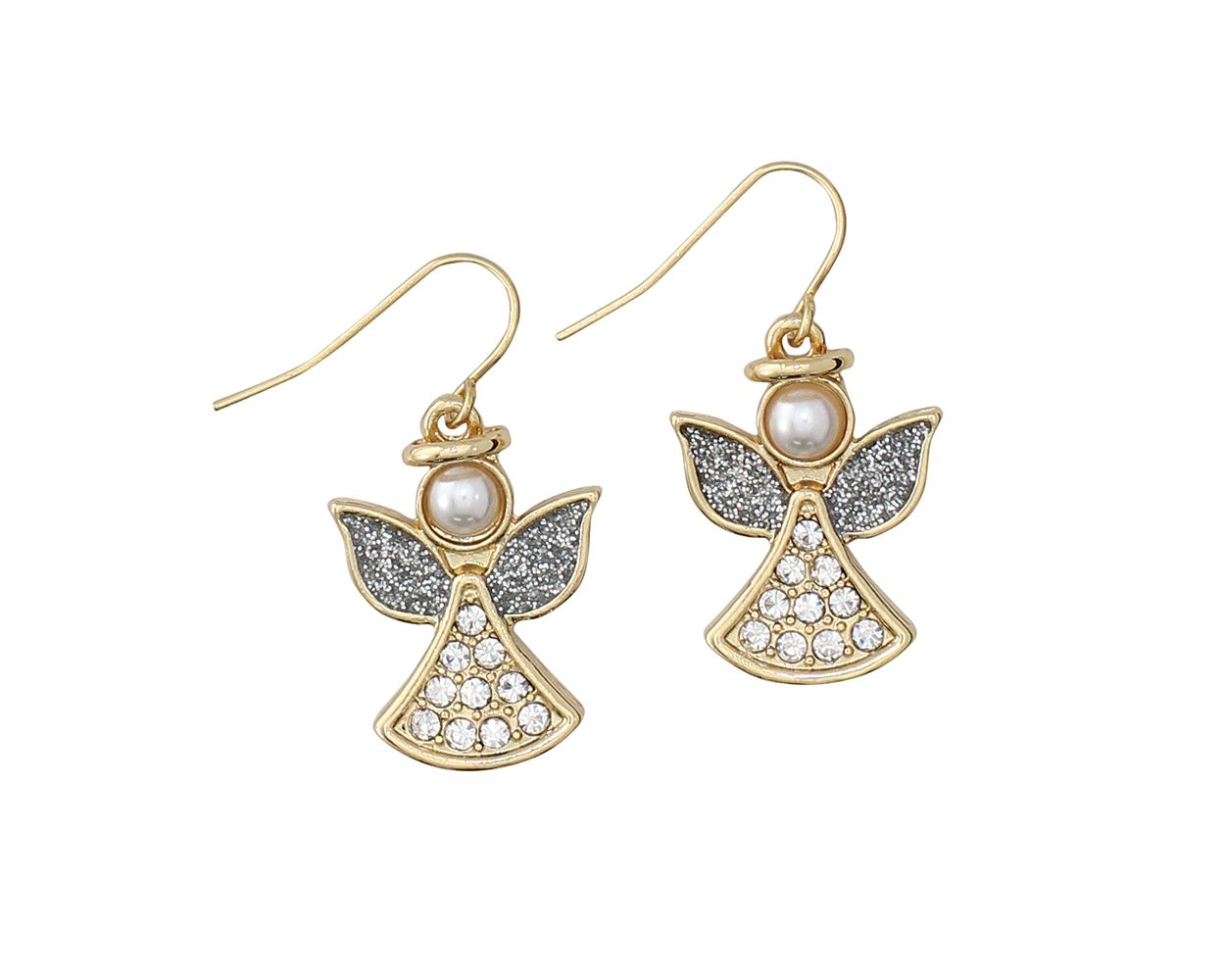Silver & Gold Crystal Angel Earrings