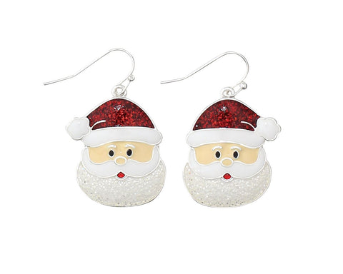 Enamel Santa Face Earrings