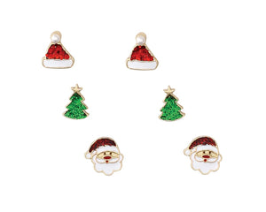 Santa Stocking Hat Trio Earrings