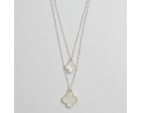 Silver Mother of Pearl Clover Necklace