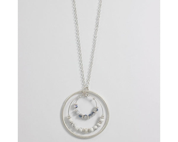 Silver Circles w Howlite Necklace