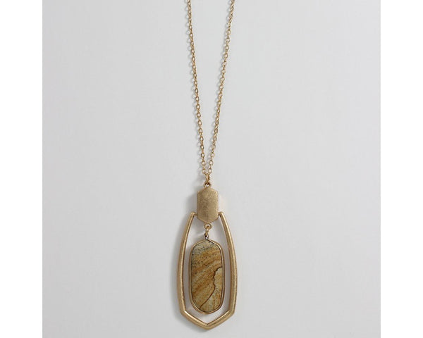 Gold w Natural Stone Necklace