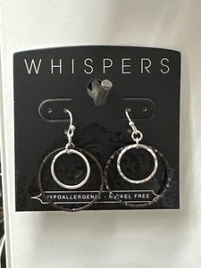 Whispers Hammered Double Hoop Earrings - Silver