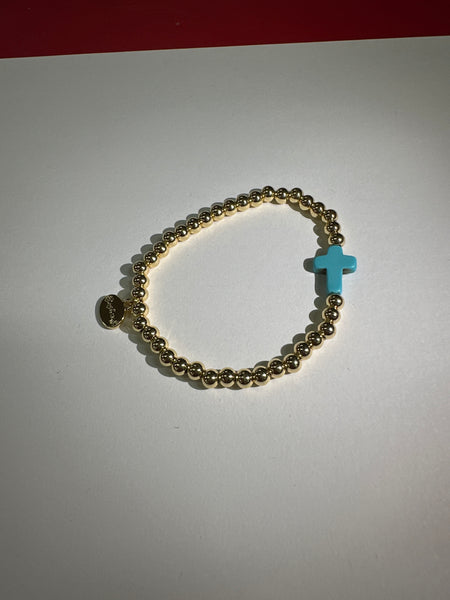 Alex Carol Gold Ball with Stone Cross