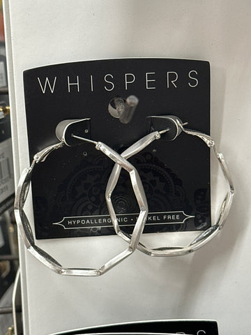 Whispers Fancy Silver Hoop Earrings