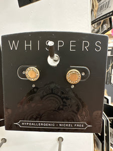 Whispers Gold Studs w/Stone Earrings