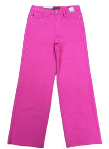 Hot Pink High Waist Garment Dyed 90s Straight Leg Jean CLOSEOUT