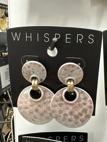 Whispers Hammered Two-tone Double Hoop Earrings