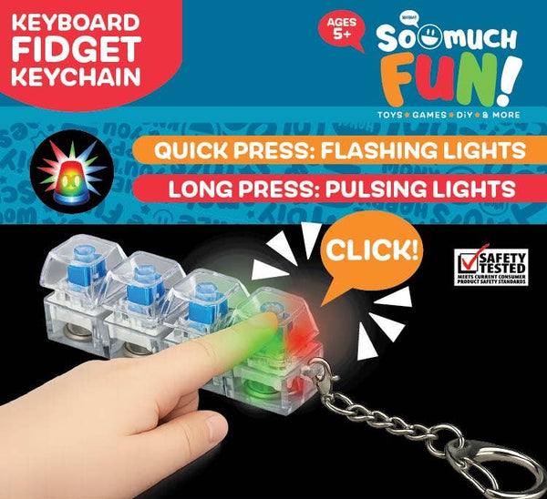 So Much Fun! Keyboard Fidget LED Keychain - Assorted