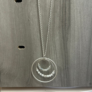 Silver Circles w Howlite Necklace