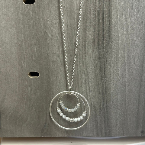 Silver Circles w Howlite Necklace