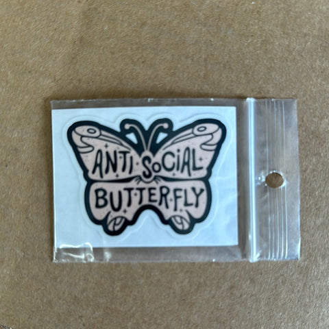 Anti Social Butterfly Sticker