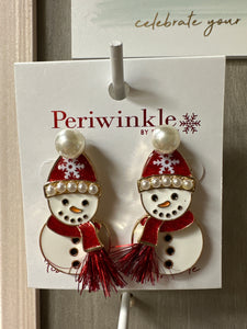 Snowman w Pearls Earrings