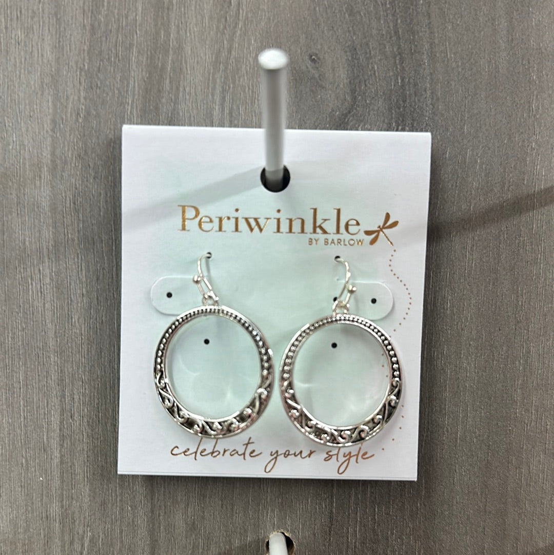 Silver Circle Open Drop Earrings