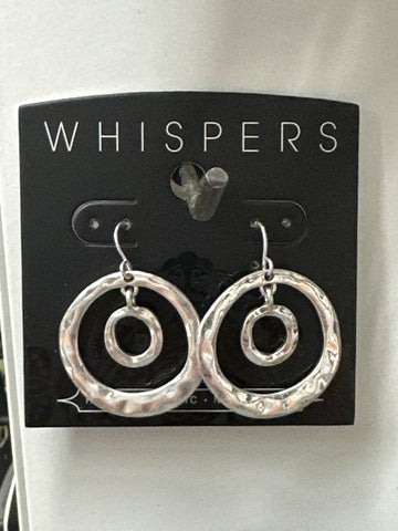 Whispers Silver Double Circle Earrings