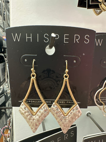 Whispers Two Tone Point Dangle Earrings