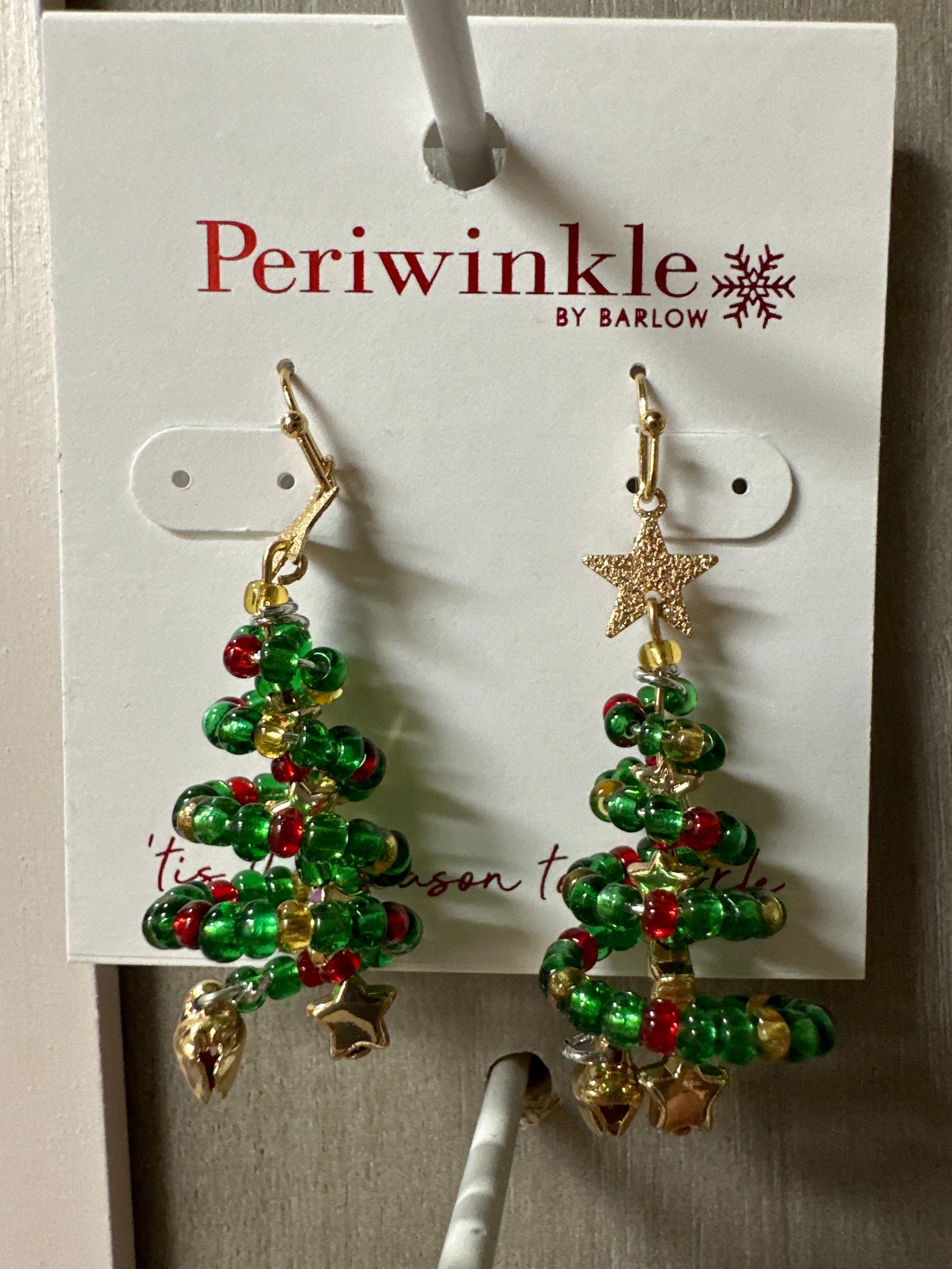 Bead Christmas Tree w Bell & Star Earrings