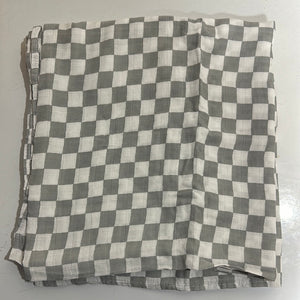 Grey Checkered Muslin Swaddle