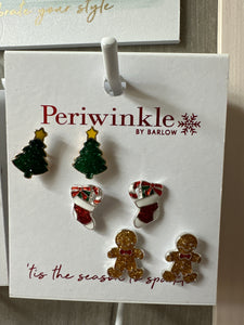 Gingerbread Tree Stocking Trio Earrings