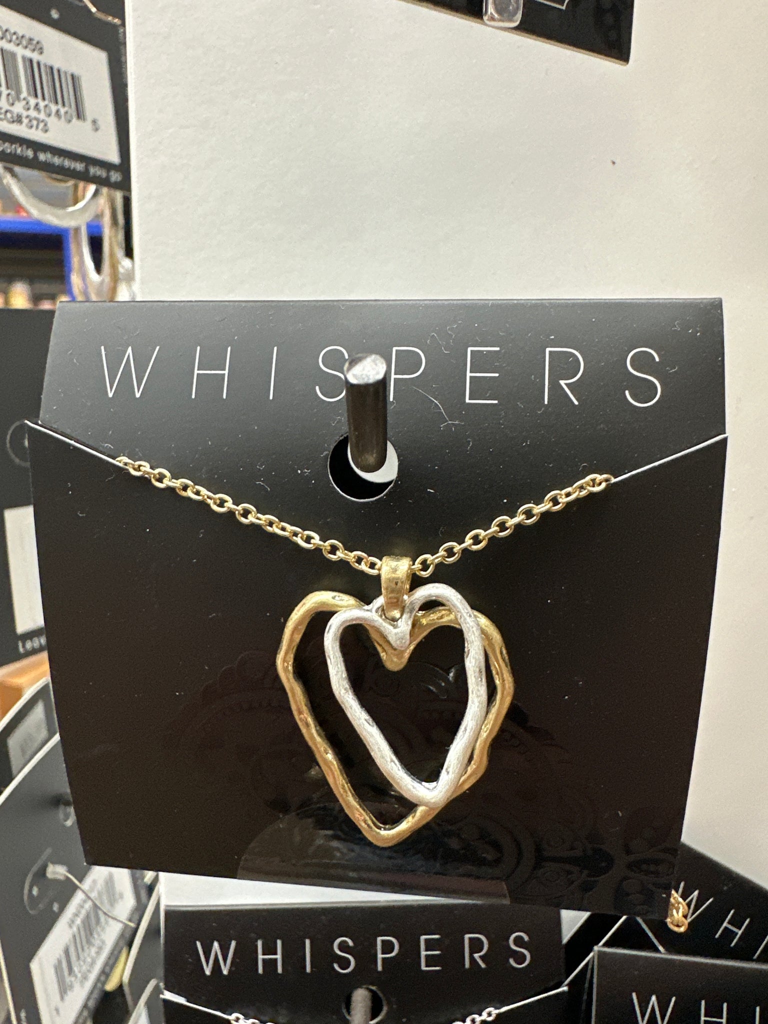 Whispers Mixed Metal Double Heart Necklace