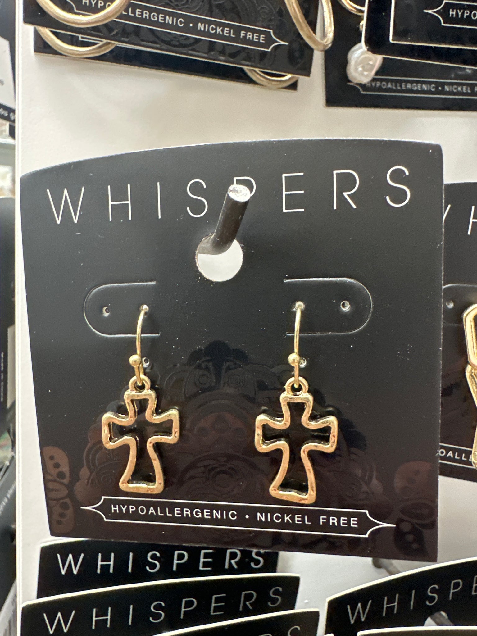 Whispers Hollow Cross Earrings