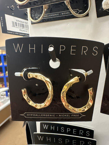 Whispers Gold Jagged Edged Hoop