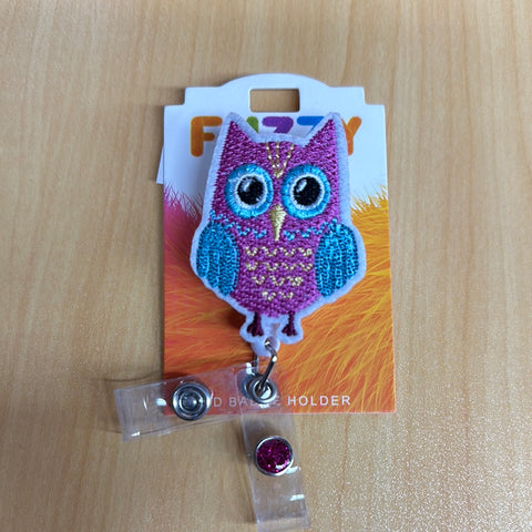 Owl Fuzzy Buddy Badge Reel