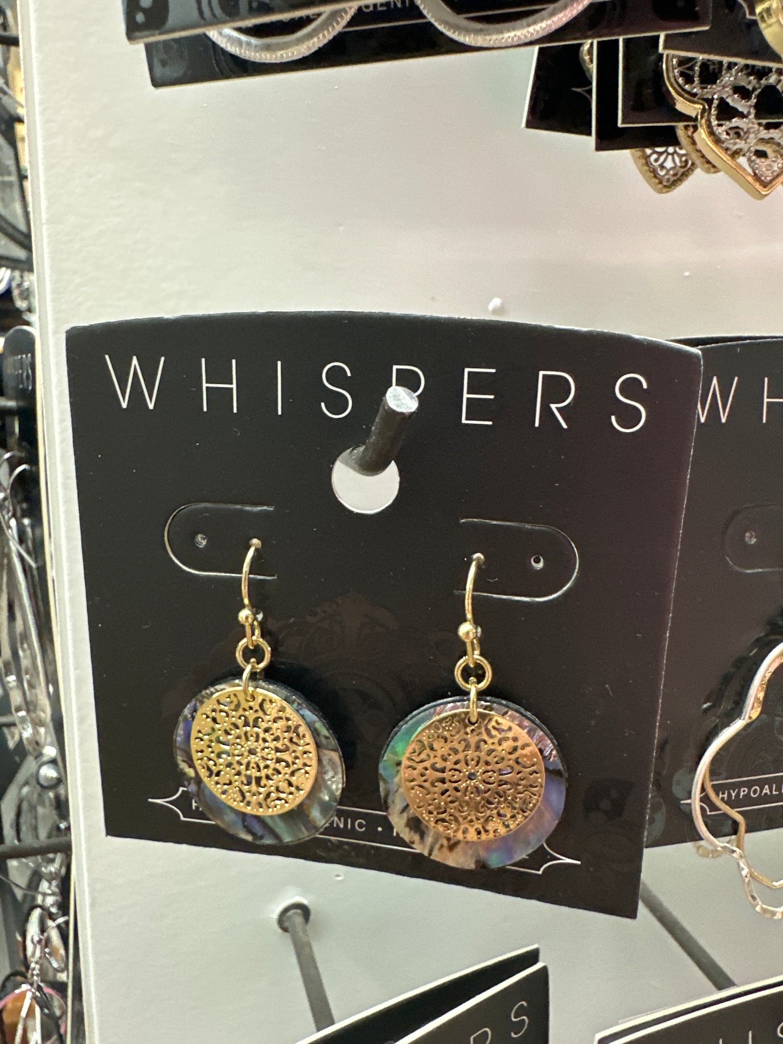 Whispers Abalone Circle w/Gold Design Earrings