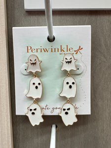 White Enamel Ghosts Earrings