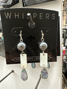 Whispers Pearl w/Abalone Dangle Earrings