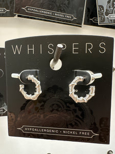 Whispers Silver Rope Hoop Stud Earrings