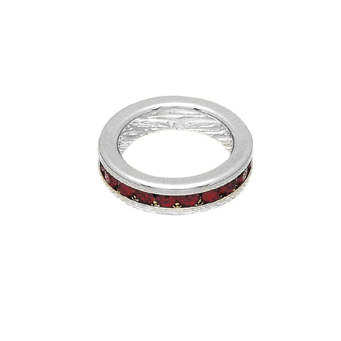 January Circle Birthstone Charm - White Gold