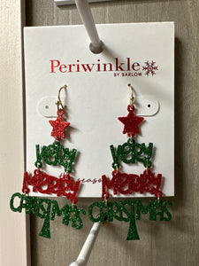 Very Merry Christmas Tree Earrings