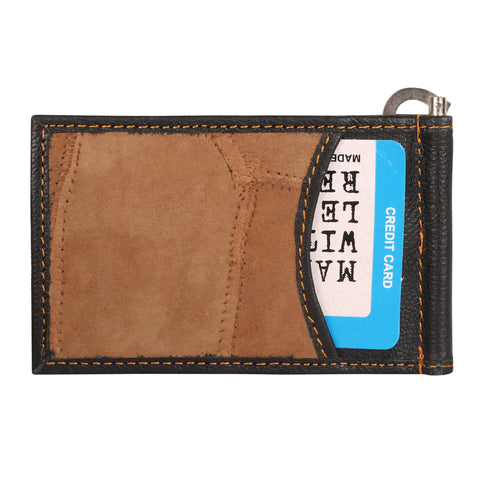 Recycled Leather Money Clip - Brown