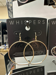 Whispers Gold Hoop w/Metal Bar Earrings