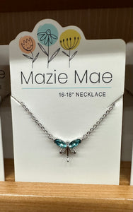 Silver Aquamarine Dragonfly Necklace