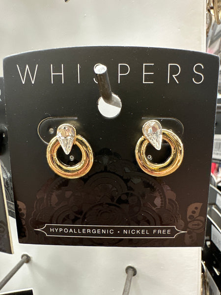 Whispers Teardrop Stone Ring Stud Earrings