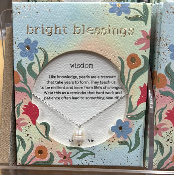 Silver Single Pearl Bright Blessings Necklace - Wisdom