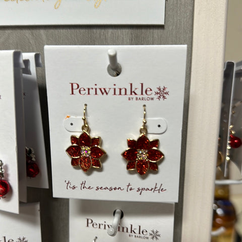 Gold Glitter Poinsettias Earrings