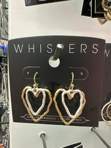 Whispers Mixed Metal Double Heart Earrings