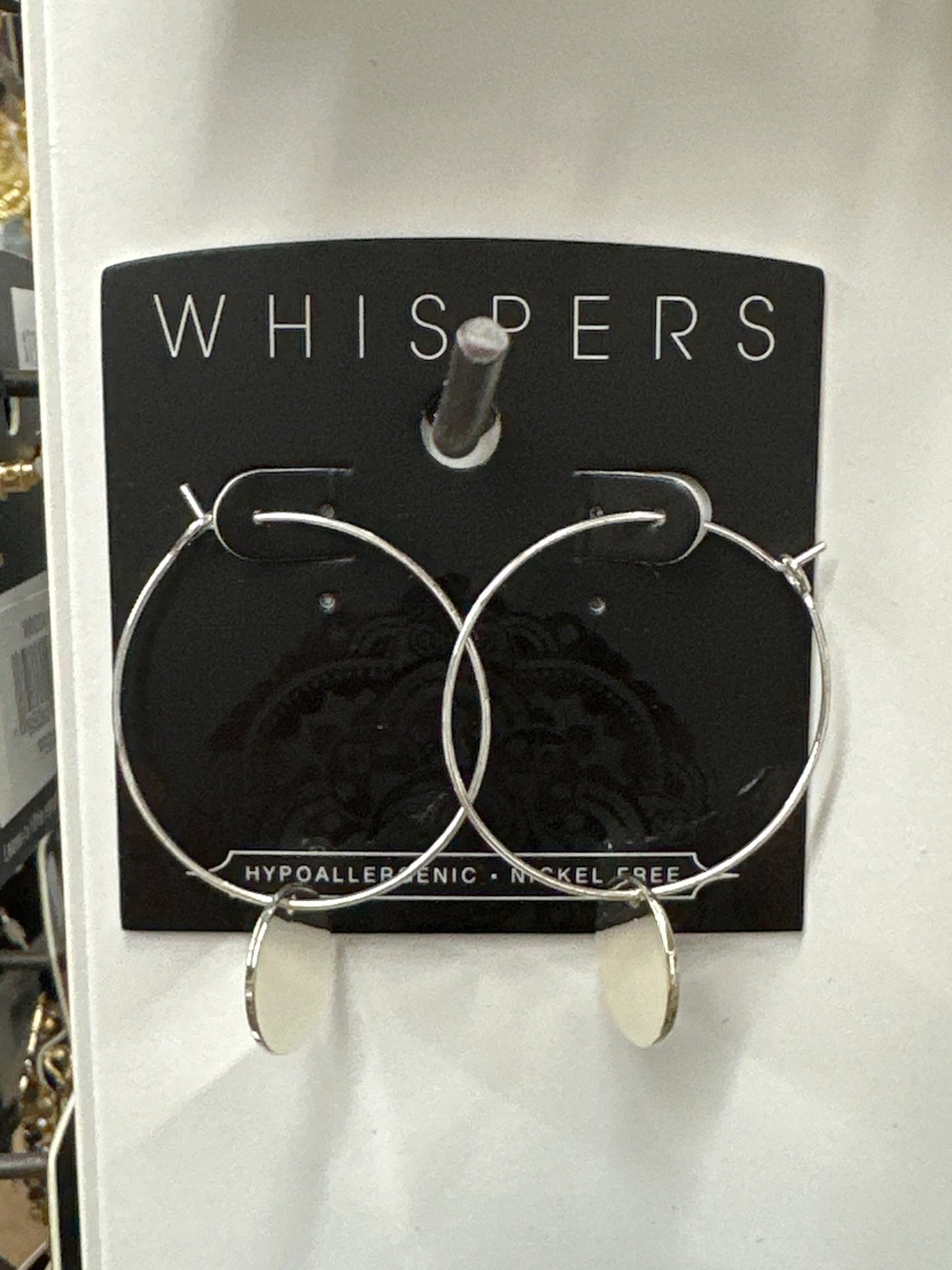 Whispers Dainty Silver Hoop w/Dangle