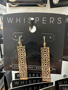 Whispers Gold Filigree Bar Dangle Earrings