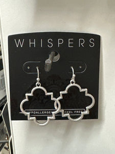 Whispers Silver Geo Outline Dangle Earrings