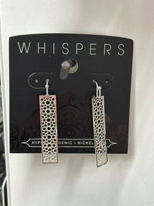 Whispers Silver Filigree Bar Dangle Earrings