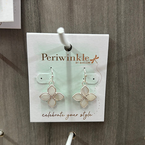 Mother of Pearl & Crystal Silver Drops Earrings