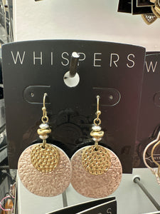 Whispers Two-toned Double Hoop Dangle Earrings