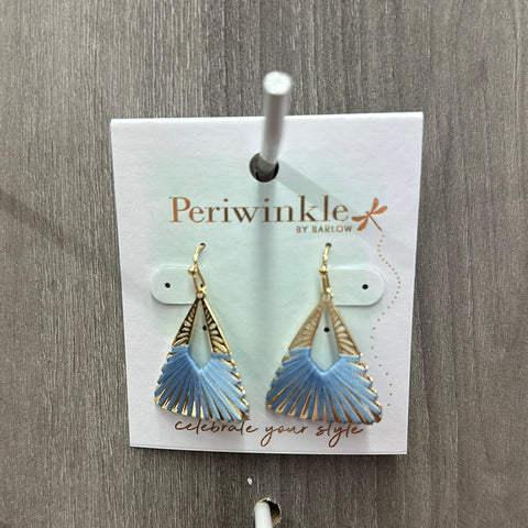 Gold Triangle Drop w Blue Thread Earrings